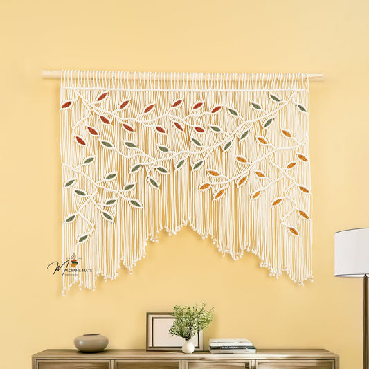 Ethereal Macrame Leaf Curtain Wall Hanging Decor