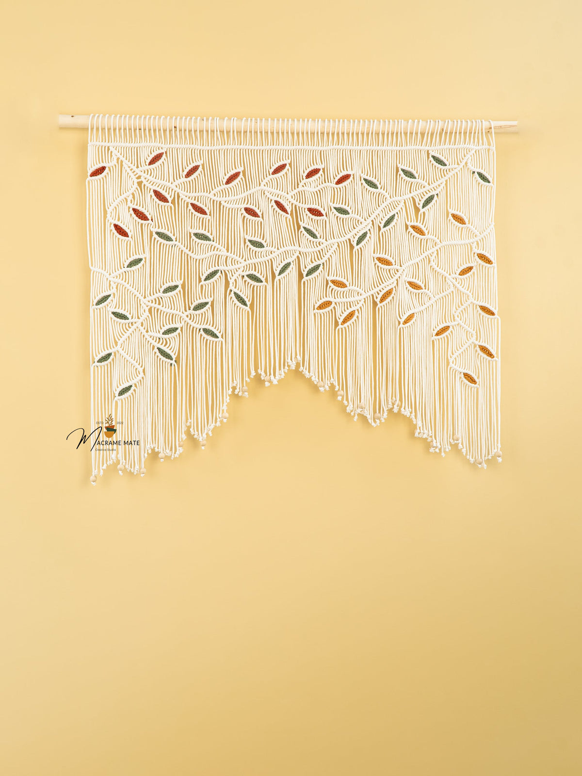 Ethereal Macrame Leaf Curtain Wall Hanging Decor