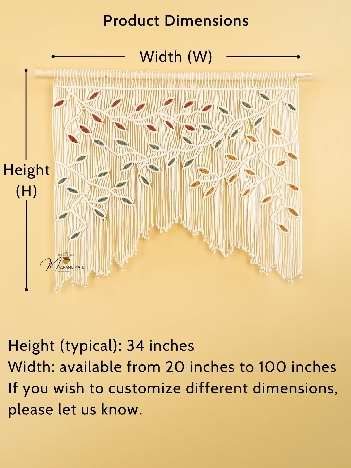 Ethereal Macrame Leaf Curtain Wall Hanging Decor