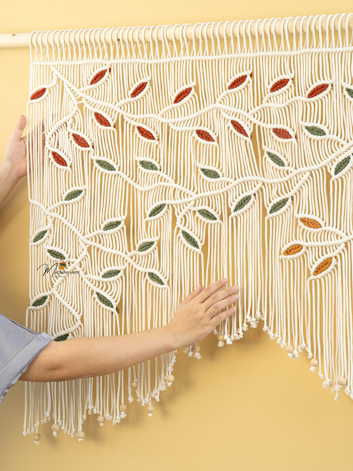 Ethereal Macrame Leaf Curtain Wall Hanging Decor
