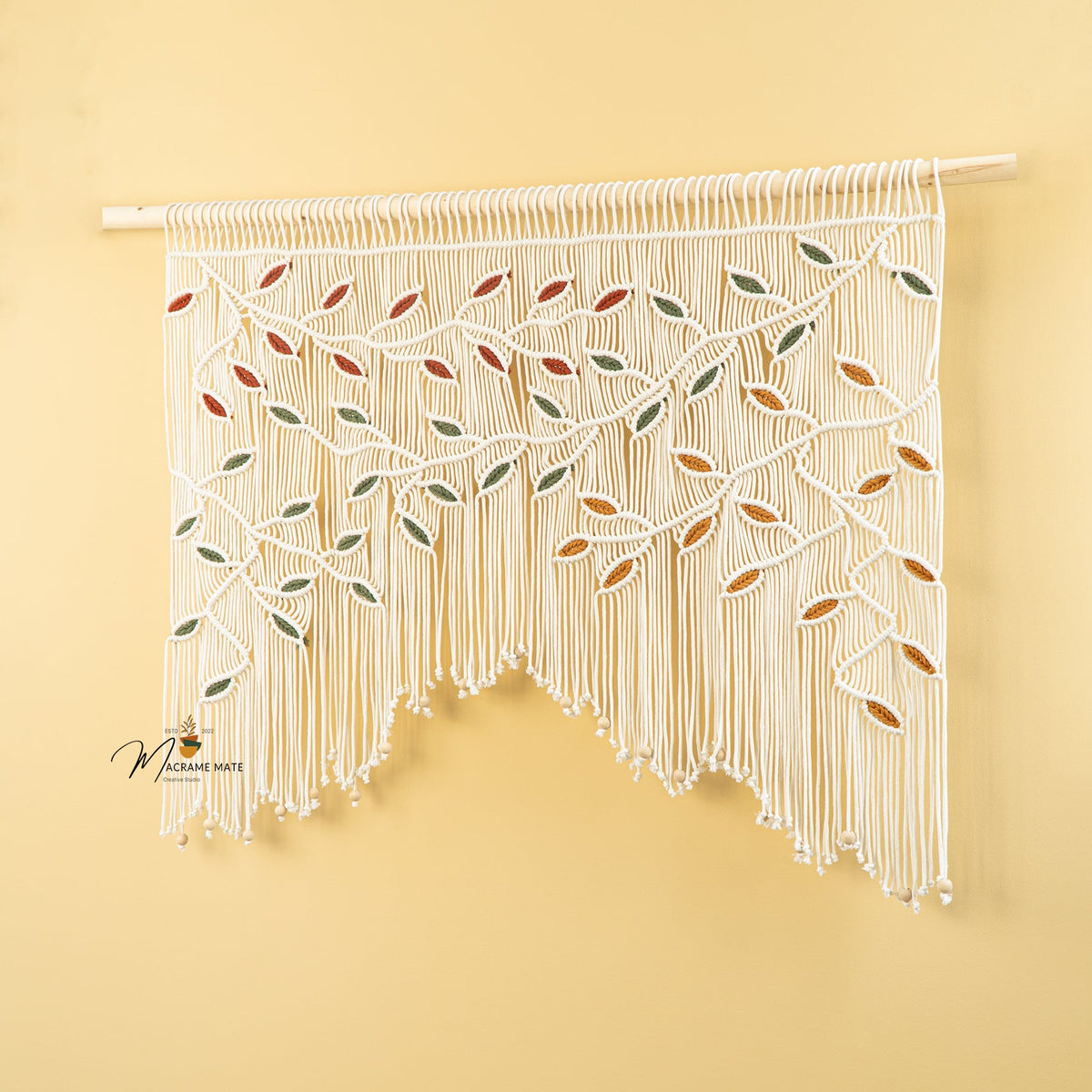 Ethereal Macrame Leaf Curtain Wall Hanging Decor