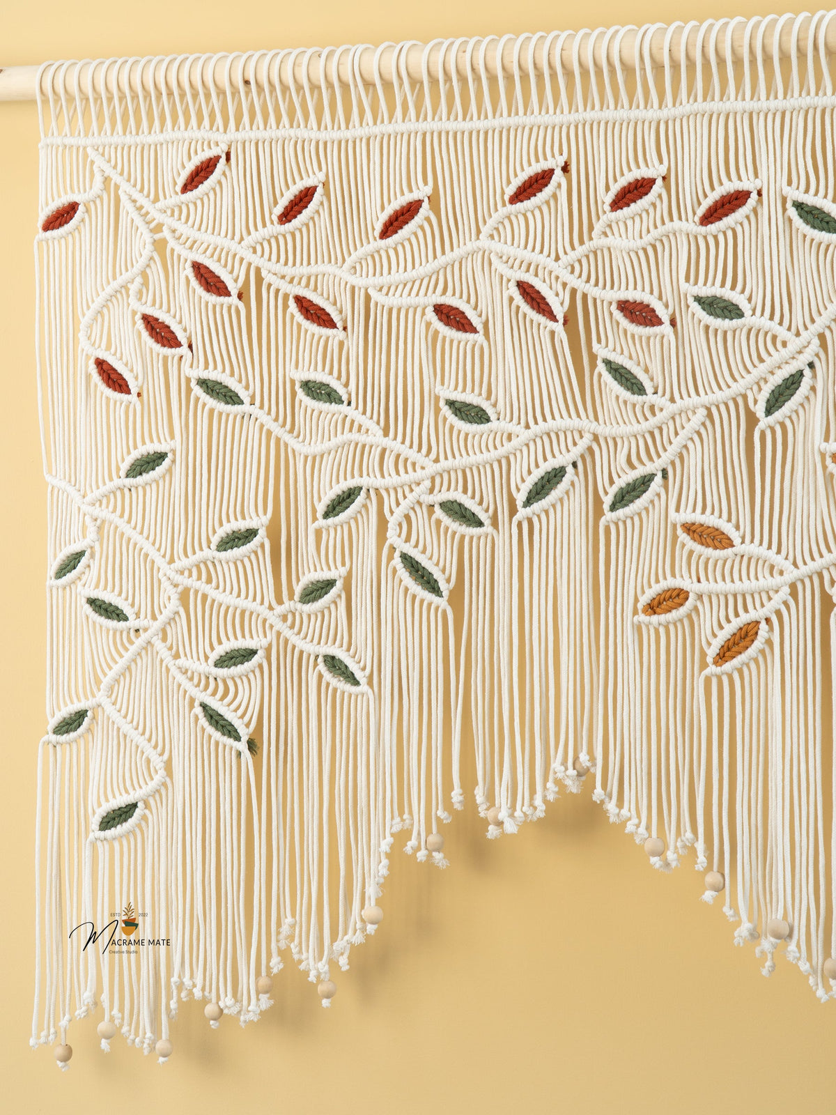 Ethereal Macrame Leaf Curtain Wall Hanging Decor