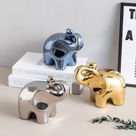 Cartoon Elephant Figurine Boho Home Decor Ornament for Display