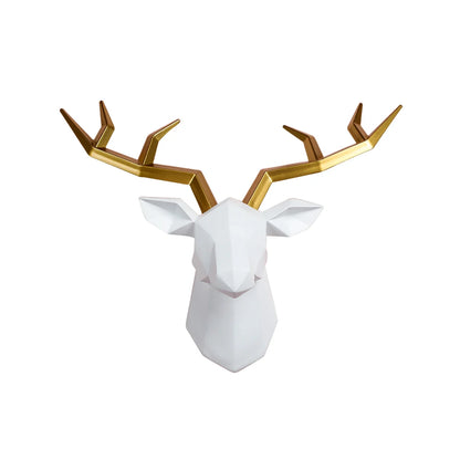 Deer Head Sculpture Creative Elk Antler Wall Mount Decoration