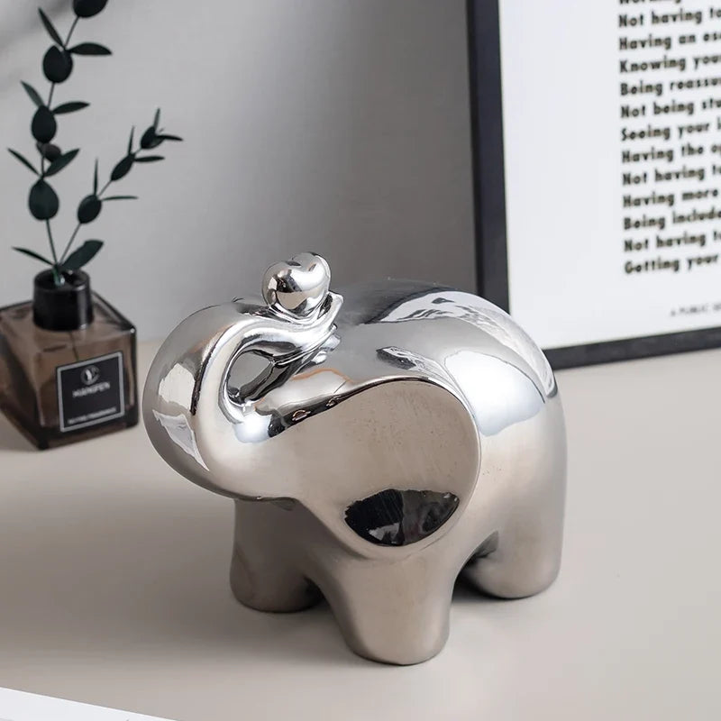 Cartoon Elephant Figurine Boho Home Decor Ornament for Display