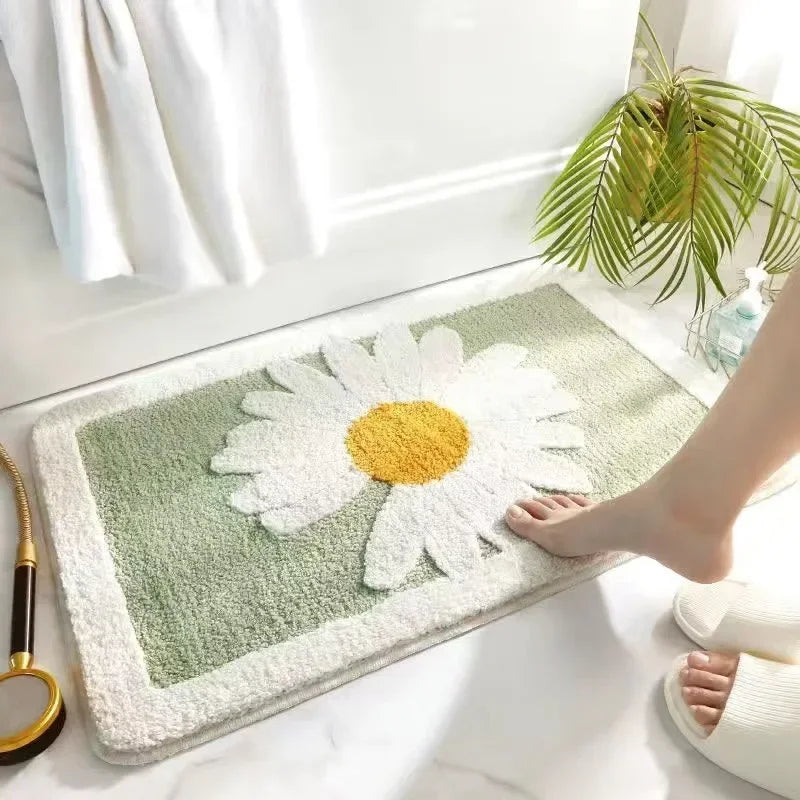 Fresh Floral Imitation Cashmere Non-Slip Rug