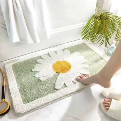 Fresh Floral Imitation Cashmere Non-Slip Rug