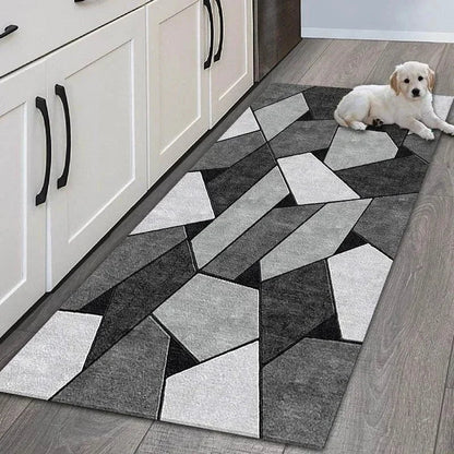 Modern Geometric Patchwork Non-Slip Easy-Clean Runner Rug