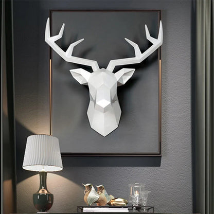 Deer Head Sculpture Creative Elk Antler Wall Mount Decoration