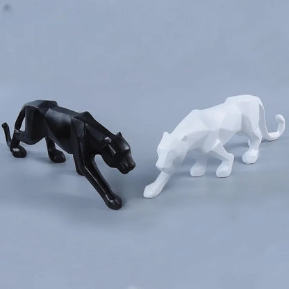 Abstract Geometric Panther Resin Statue for Home Office