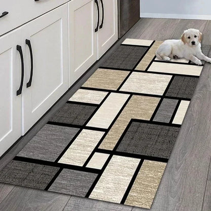 Modern Geometric Patchwork Non-Slip Easy-Clean Runner Rug