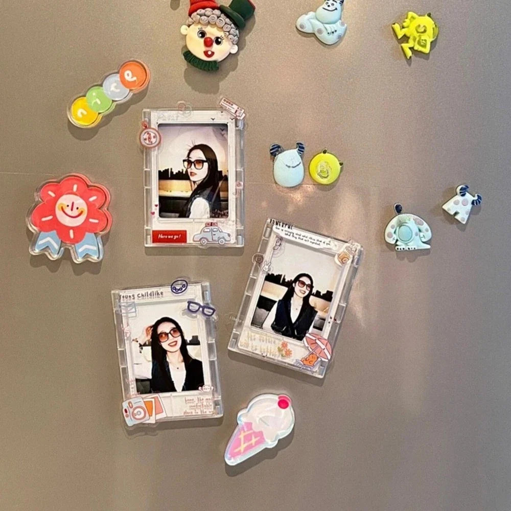 Magnetic 3-Inch Refrigerator Picture Frames for Photos