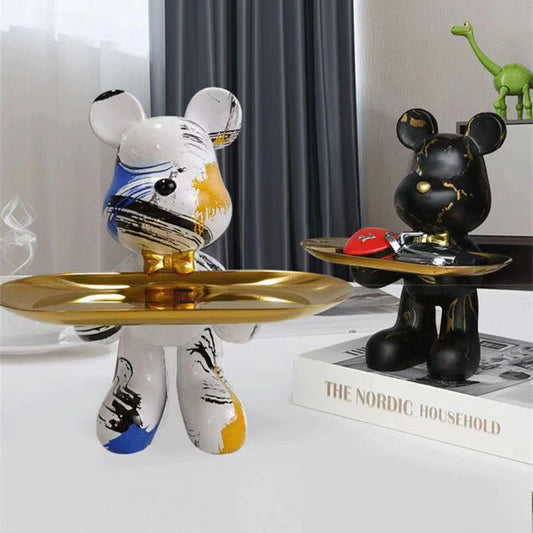 21cm Graffiti Bear Figurine Modern Home Decoration Sculpture