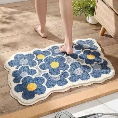 Fresh Floral Imitation Cashmere Non-Slip Rug