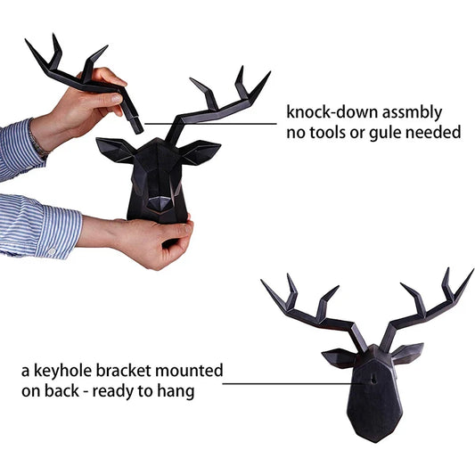 Deer Head Sculpture Creative Elk Antler Wall Mount Decoration