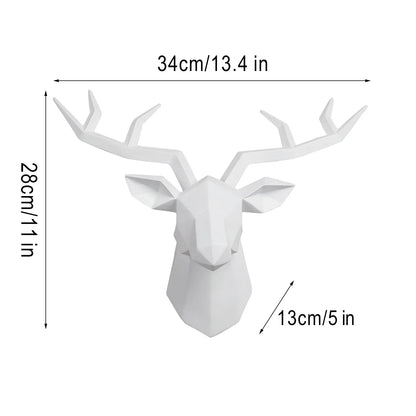 Deer Head Sculpture Creative Elk Antler Wall Mount Decoration