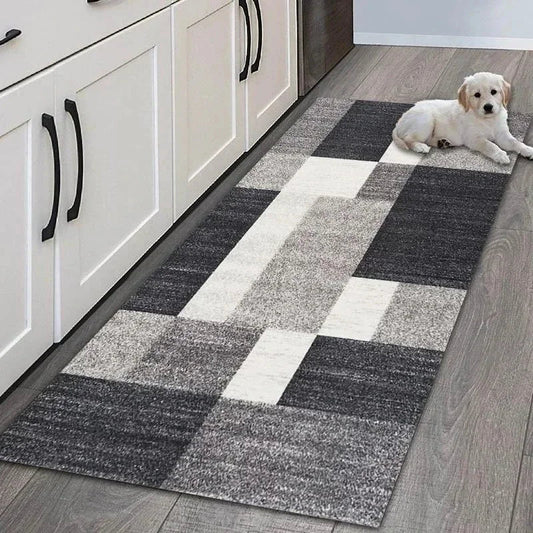 Modern Geometric Patchwork Non-Slip Easy-Clean Runner Rug