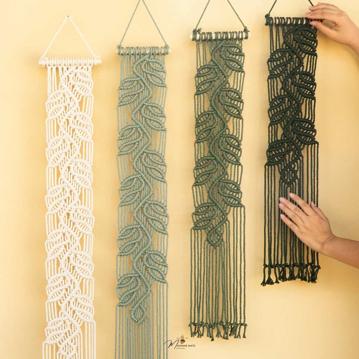 Vela Vertical Macrame Wall Hanging Blue Green Decor