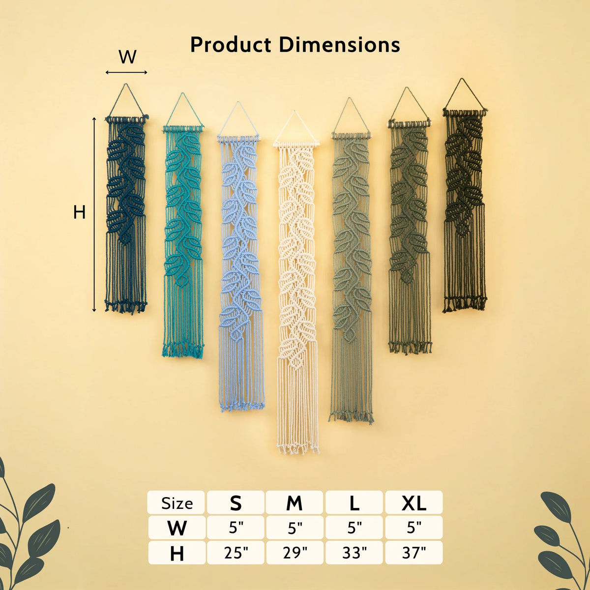 Vela Vertical Macrame Wall Hanging Blue Green Decor