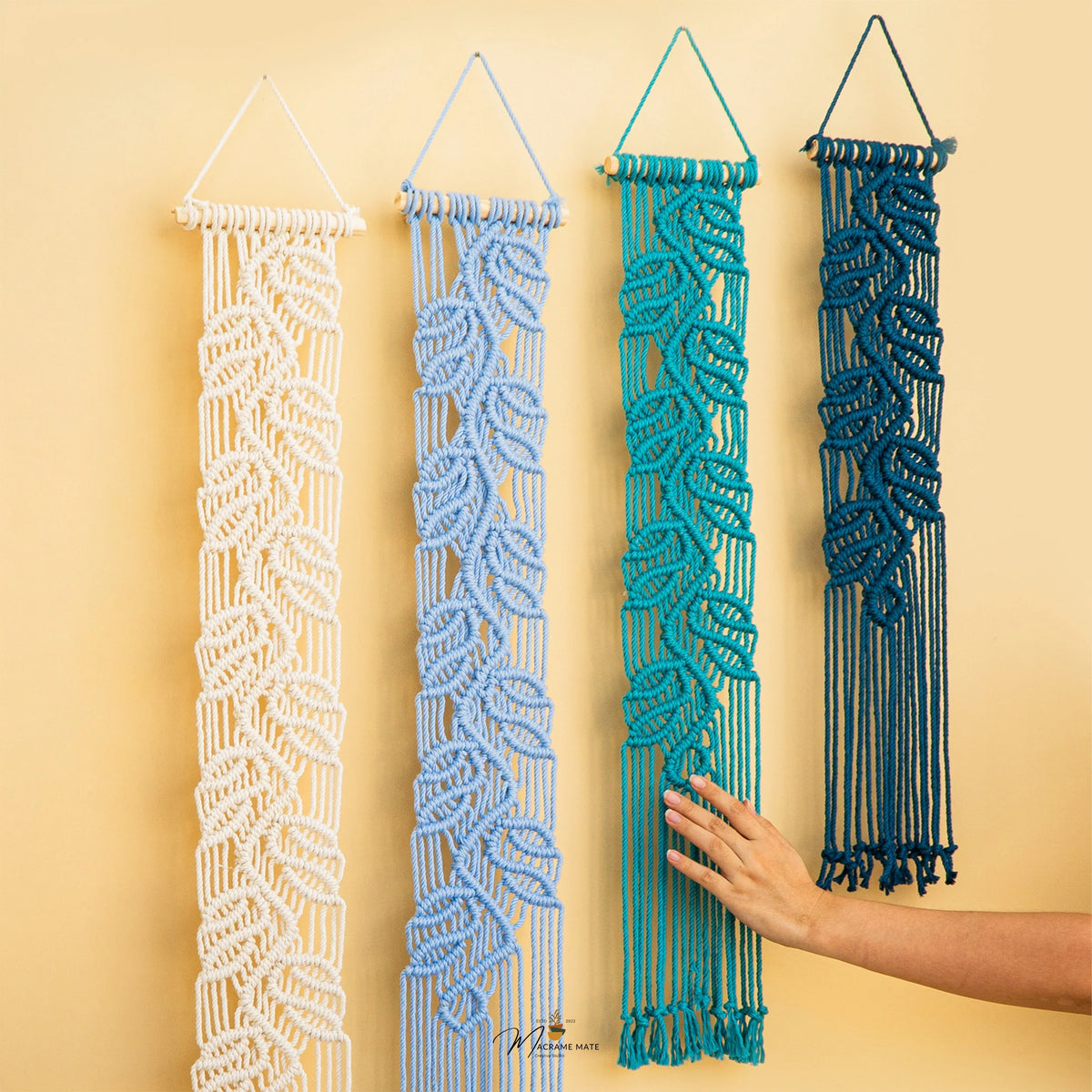 Vela Vertical Macrame Wall Hanging Earth Blue Decor