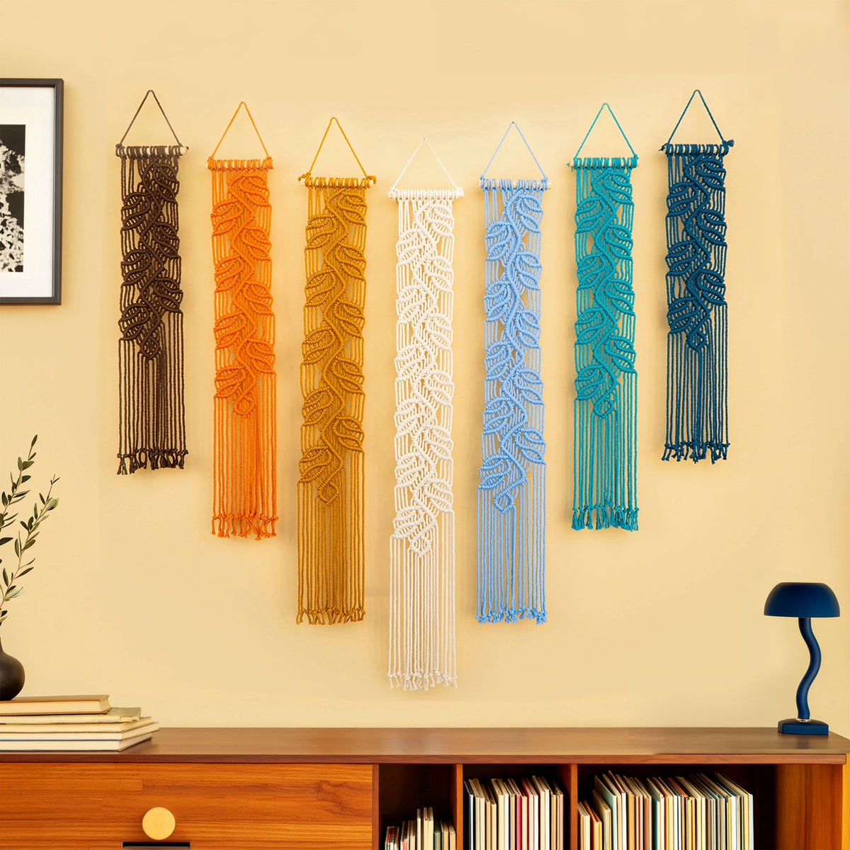 Vela Vertical Macrame Wall Hanging Earth Blue Decor