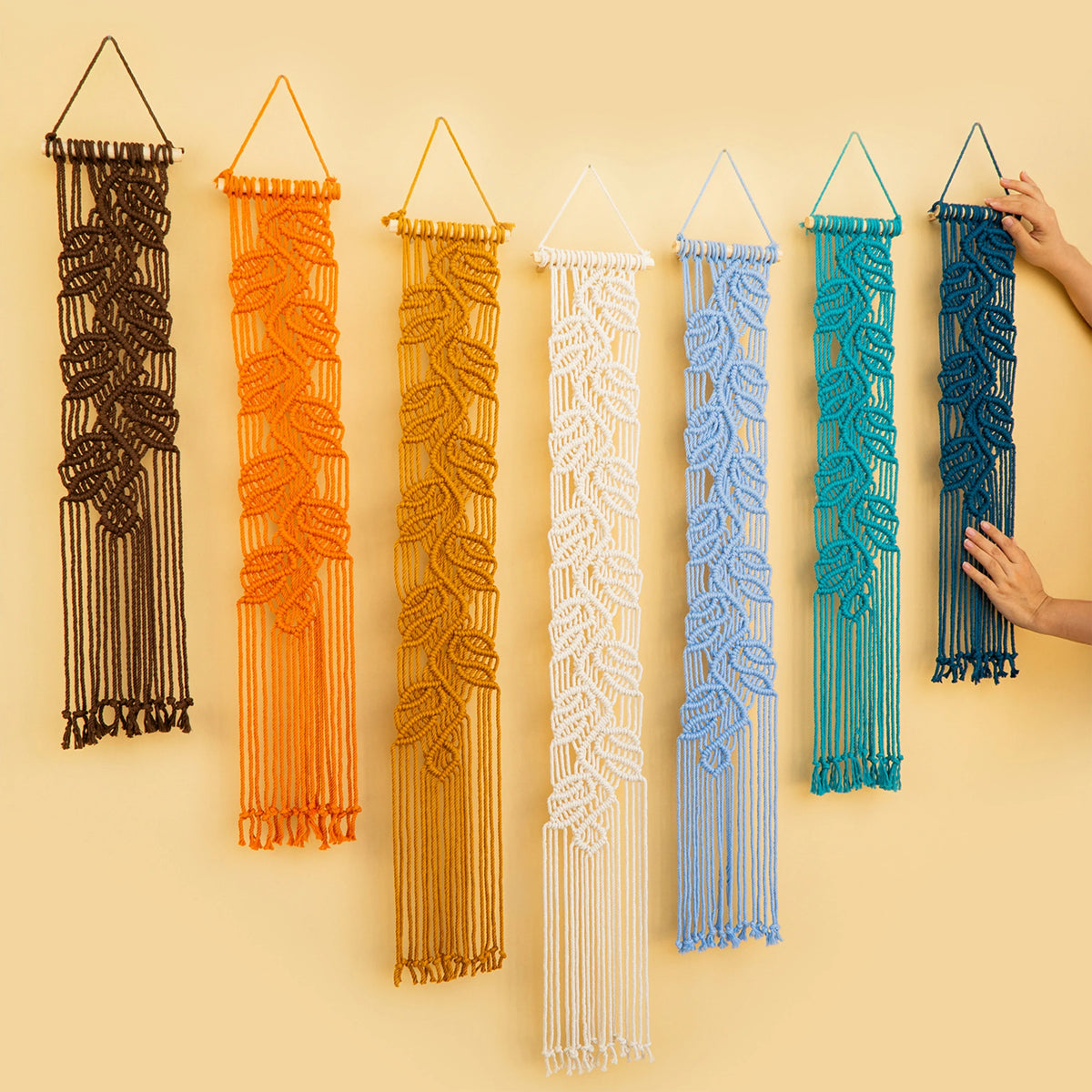 Vela Vertical Macrame Wall Hanging Earth Blue Decor