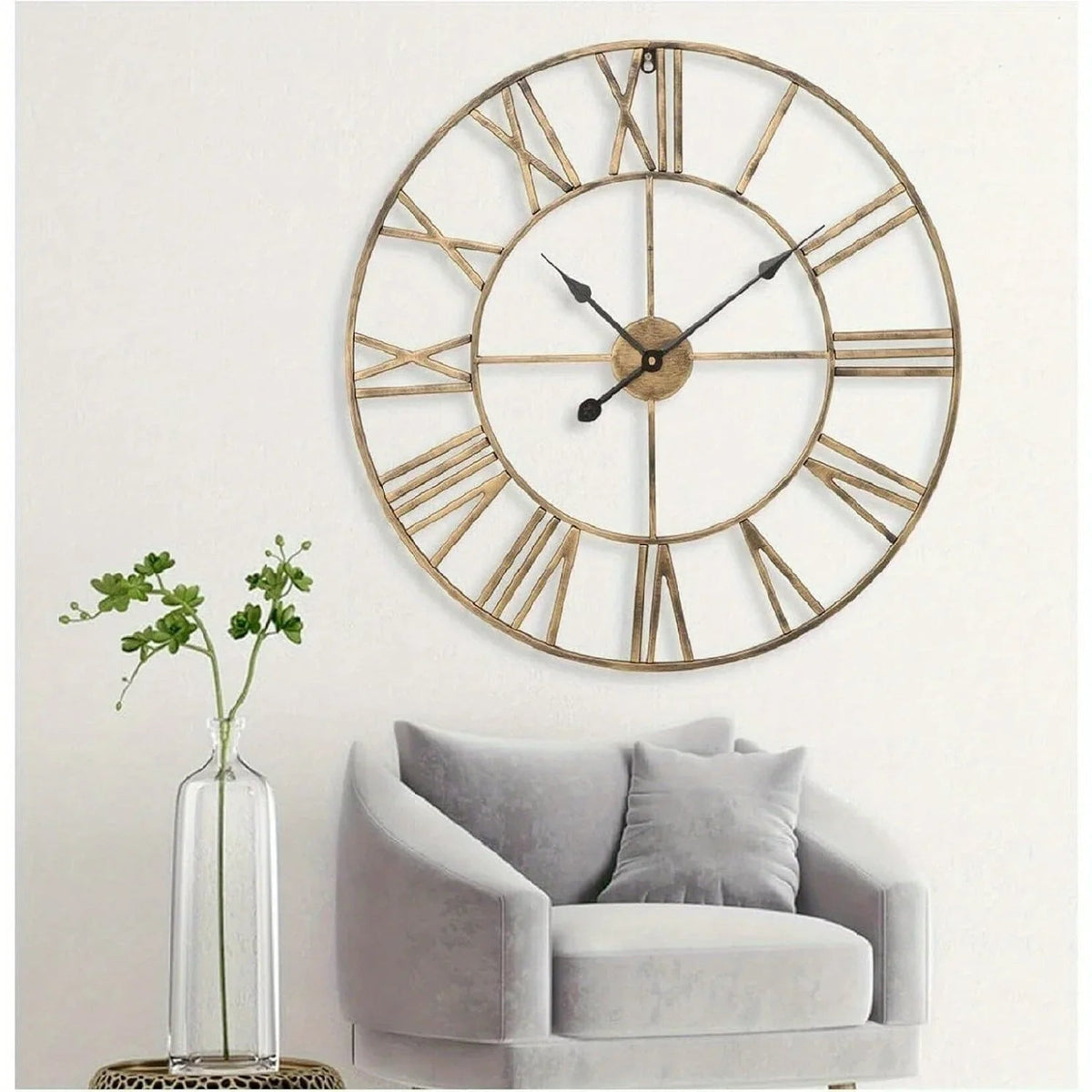 Silent Metal Roman 12-Inch Wall Clock Home Decor