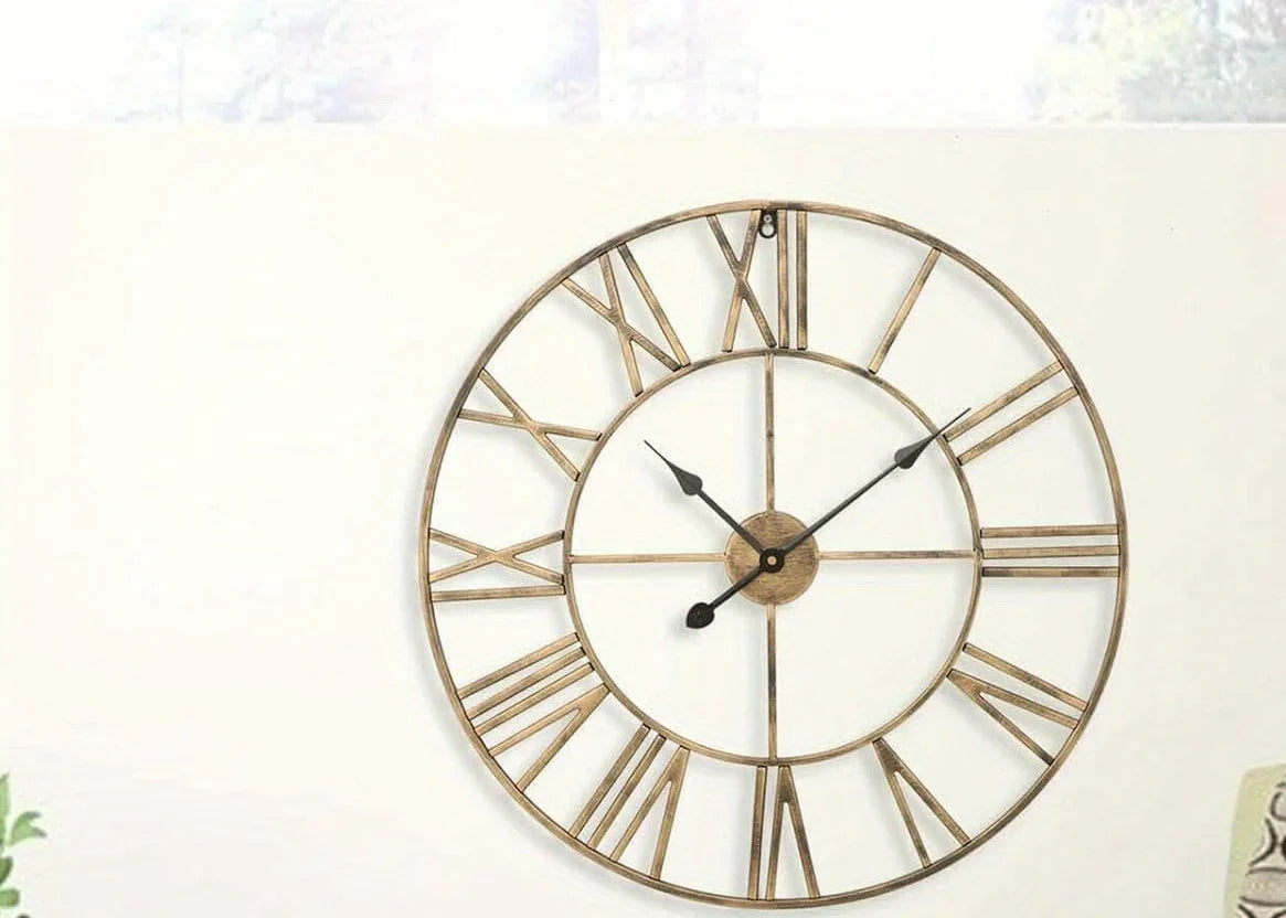 Silent Metal Roman 12-Inch Wall Clock Home Decor