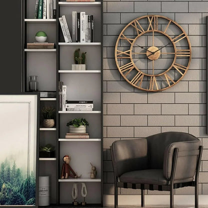 Silent Metal Roman 12-Inch Wall Clock Home Decor
