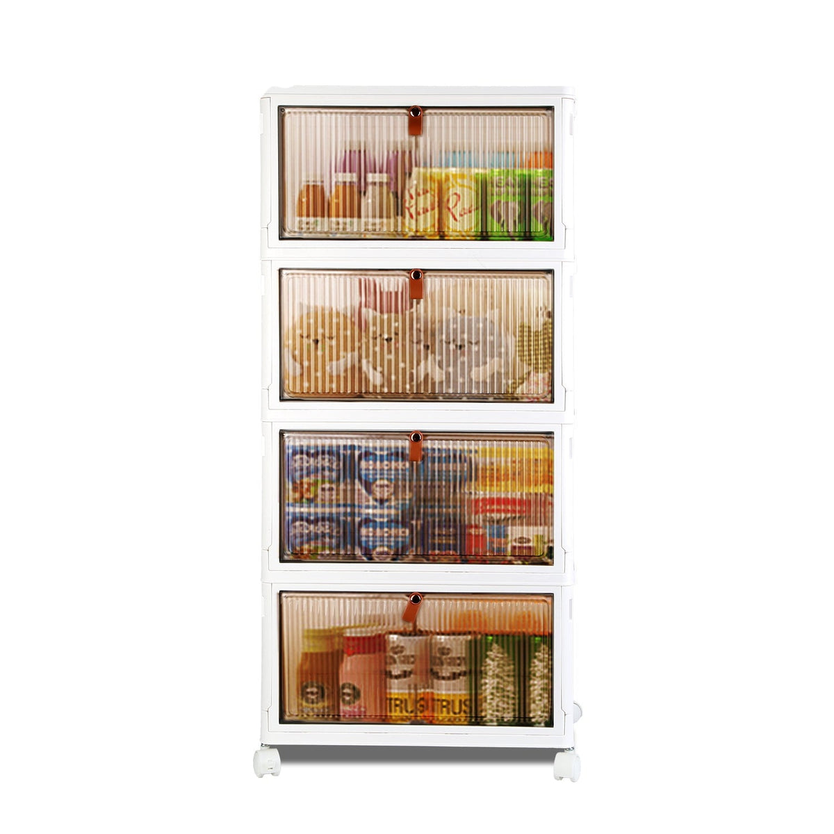 4-Tier Foldable Storage Bins with Lid and Wheels