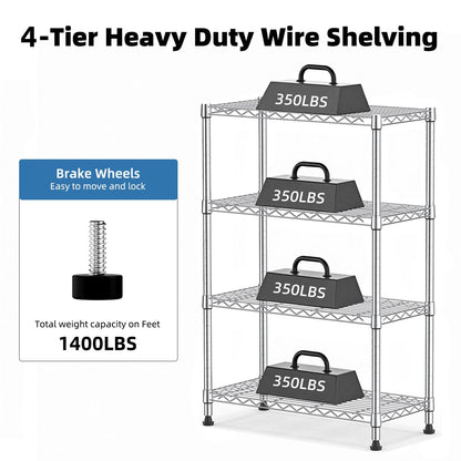 1000-LB Heavy Duty Four-Tier Steel Storage Shelving Organizer