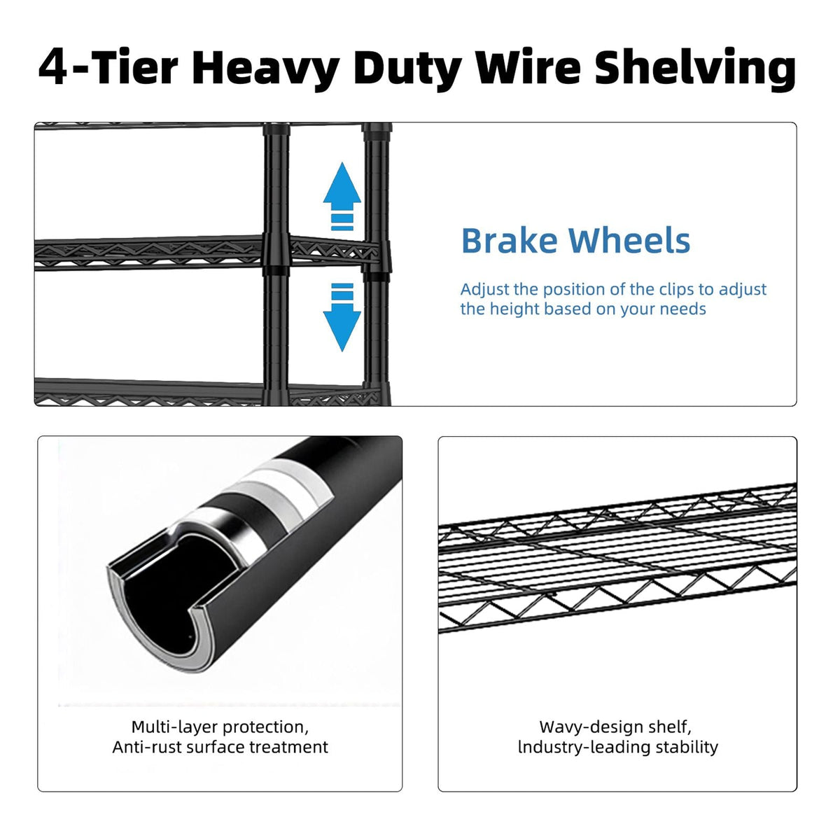 1000-LB Heavy Duty Four-Tier Steel Storage Shelving Organizer