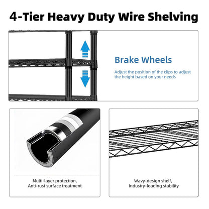 1000-LB Heavy Duty Four-Tier Steel Storage Shelving Organizer