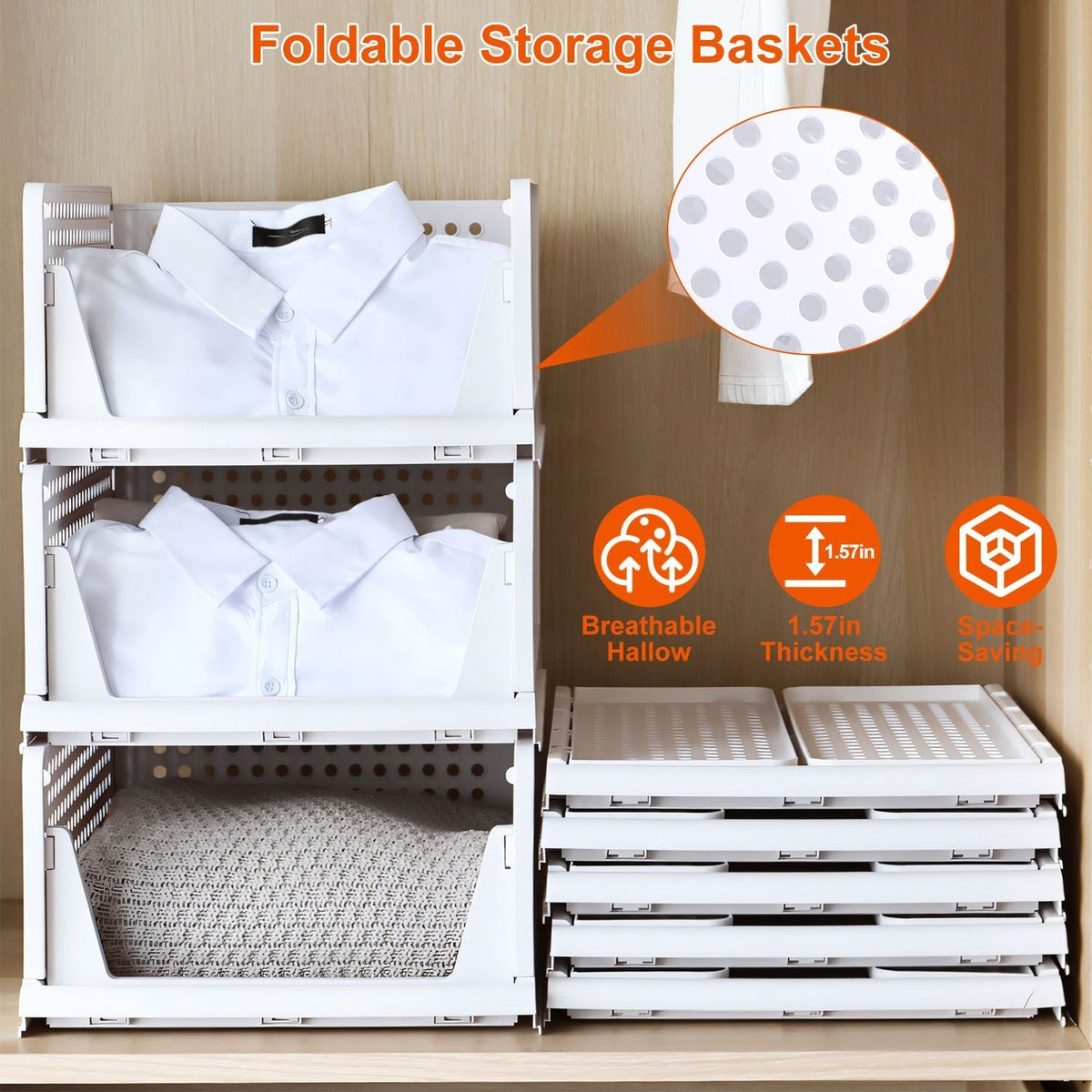4-Pack Foldable Plastic Storage Bins with Sliding Drawers