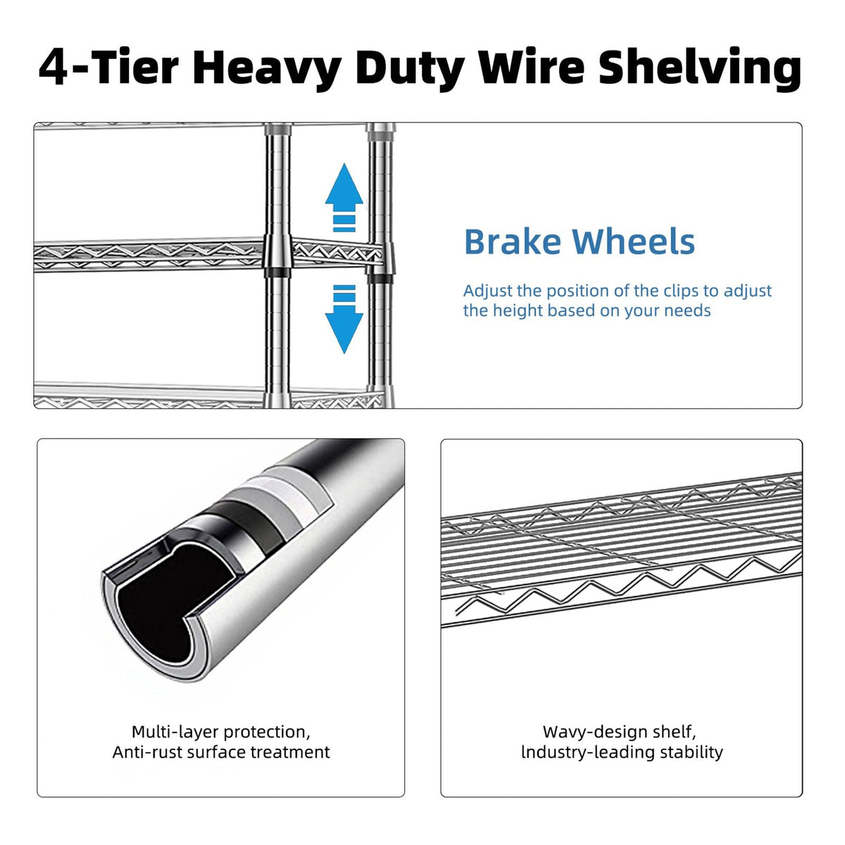 1000-LB Heavy Duty Four-Tier Steel Storage Shelving Organizer