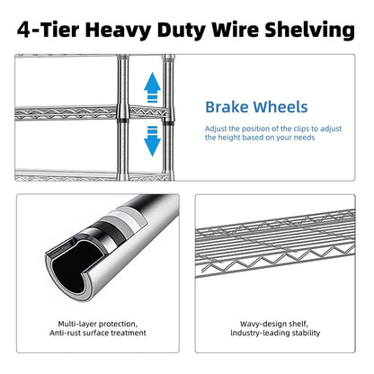 1000-LB Heavy Duty Four-Tier Steel Storage Shelving Organizer