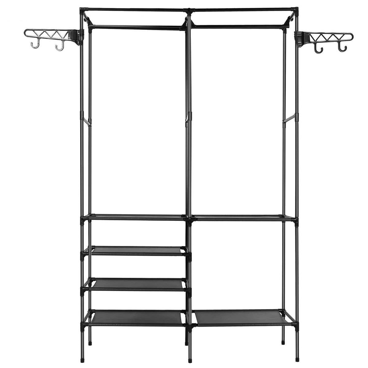 Metal Garment Rack with Shoe Clothing Storage Shelves